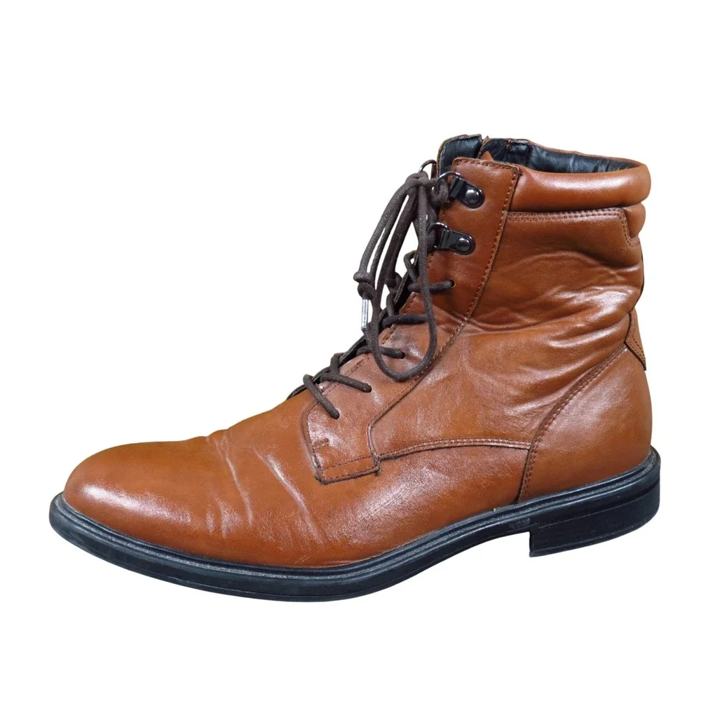 Alfani Mel Mens Combat Boots Size 11M Fashion Work Cognac Brown F0187